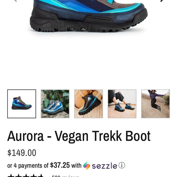 Inkkas, Women's 9 Men’s 7 Aurora Vegan Trekk Boot, Hiking, Artsy, Blue Outdoors - Picture 8 of 11